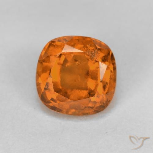 1.45ct Natural Deep Orange Hessonite Garnet, Cushion, VS-SI