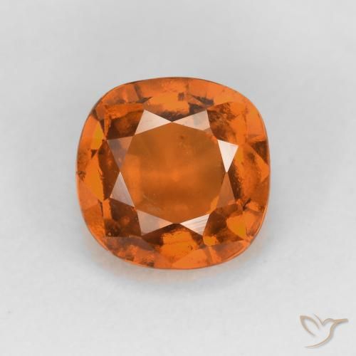 1.52ct Natural Medium Orange Hessonite Garnet, Cushion, VS-SI
