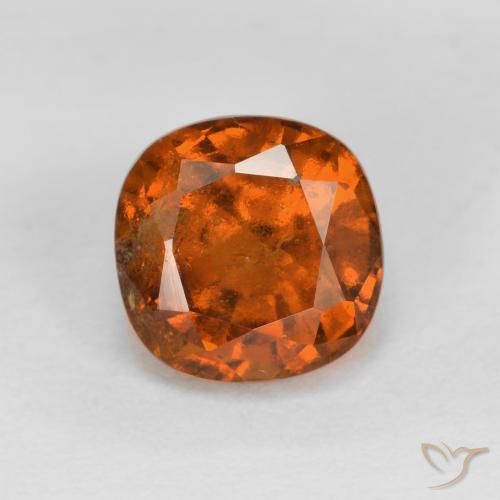 1.32ct Natural Medium Orange Hessonite Garnet, Cushion, VS-SI
