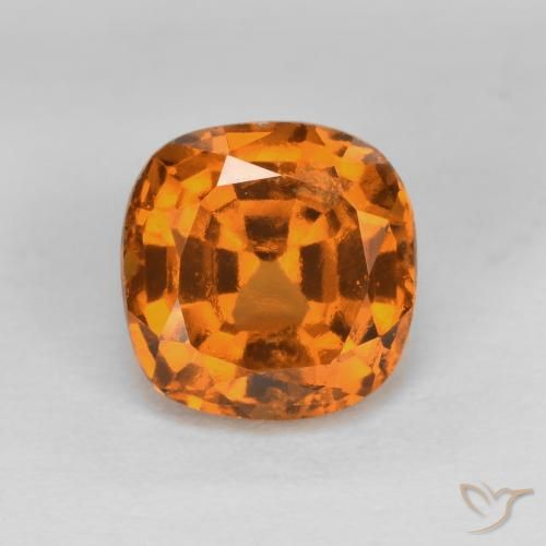 1.40ct Natural Apricot Orange Hessonite Garnet, Cushion, VS-SI