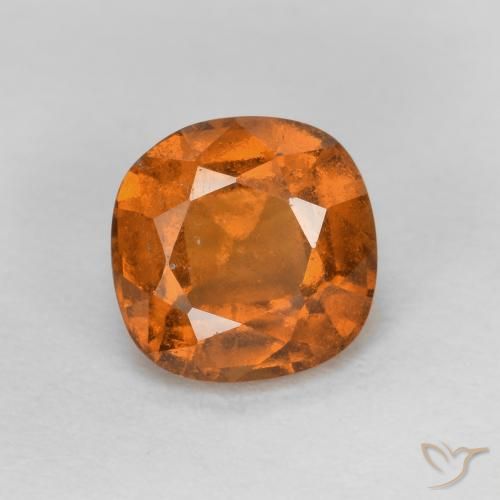 1.23ct Natural Medium Orange Hessonite Garnet, Cushion, VS-SI