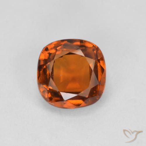 1.49ct Natural Amber Orange Hessonite Garnet, Cushion, VS