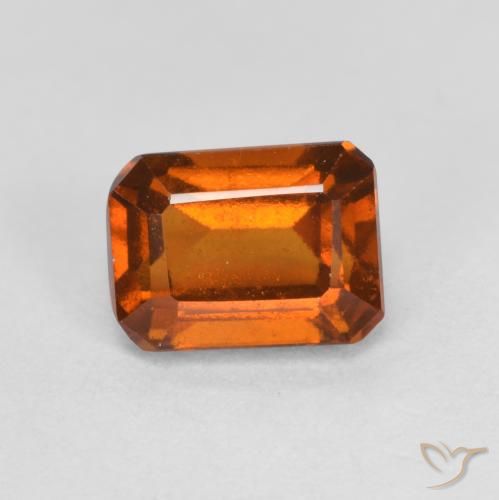 1.60ct Natural Deep Orange Hessonite Garnet, Emerald Cut, VS