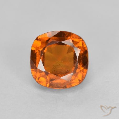 1.65ct Natural Medium-Dark Orange Hessonite Garnet, Cushion, VS