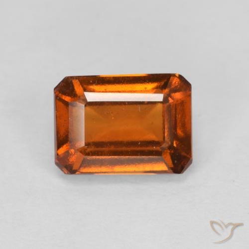 1.50ct Natural Amber Orange Hessonite Garnet, Emerald Cut, VS
