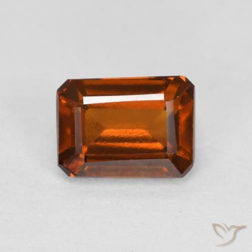 1.44 ct Orange Hessonite Garnet Stone, Natural Hessonite Garnet in Octagon Step Cut Shape for Sale