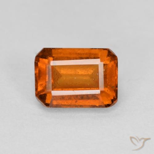 1.46ct Natural Deep Orange Hessonite Garnet, Emerald Cut, VS