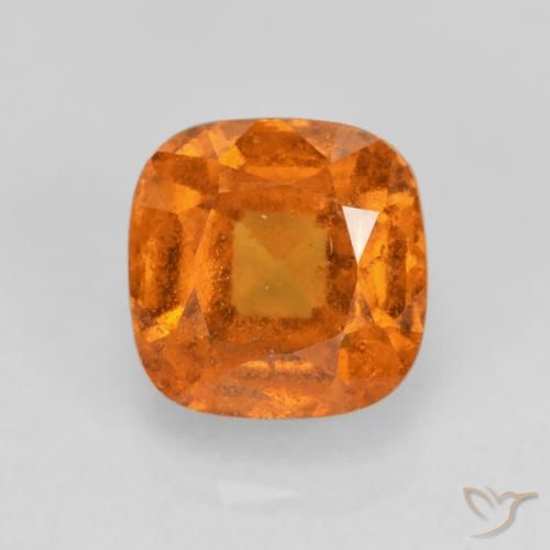 1.52ct Natural Yellowish Orange Hessonite Garnet, Cushion, VS-SI