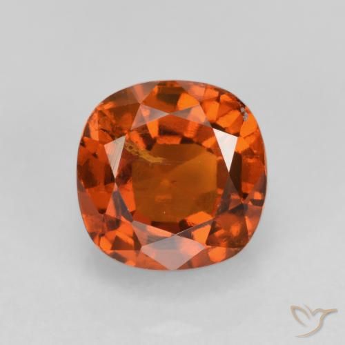 1.46ct Natural Dark Orange Hessonite Garnet, Cushion, VS-SI