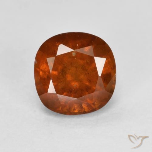 1.24ct Natural Dark Orange Hessonite Garnet, Cushion, VS-SI