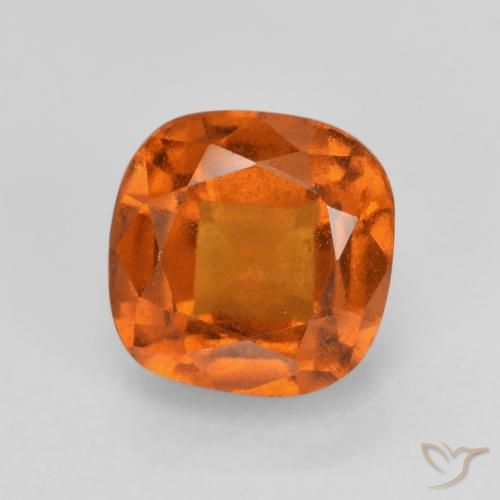 1.40ct Natural Deep Orange Hessonite Garnet, Cushion, VS