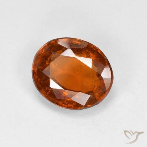 1.62 ct Orange Hessonite Garnet Stone, Natural Hessonite Garnet in Oval Facet Shape for Sale