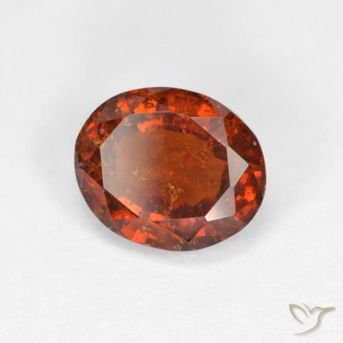 1.58 ct Orange Hessonite Garnet Stone, Natural Hessonite Garnet in Oval Facet Shape for Sale