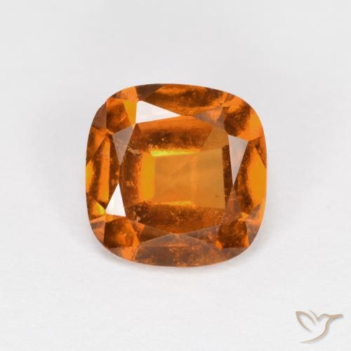 1.55ct Natural Deep Orange Hessonite Garnet, Cushion, VS