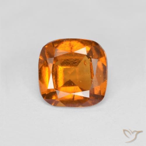 1.40ct Natural Medium Orange Hessonite Garnet, Cushion, VS-SI