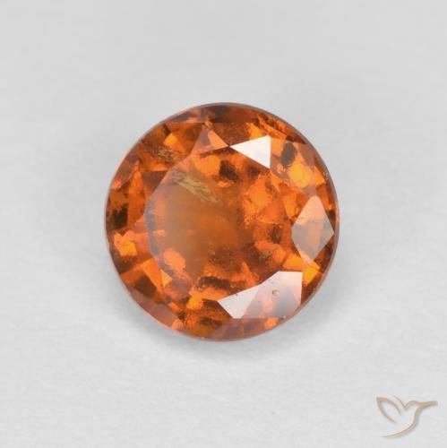 0.95ct Natural Medium-Dark Orange Hessonite Garnet, Round, VS