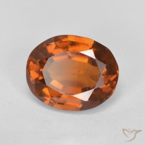 2.06ct Natural Deep Orange Hessonite Garnet, Oval, VS
