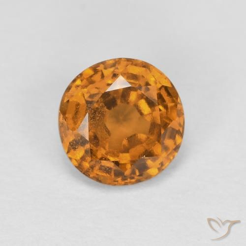0.97ct Natural Medium Orange Hessonite Garnet, Round, VS