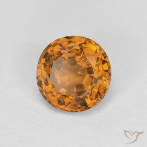 0.97 ct Orange Hessonite Garnet Stone, Natural Hessonite Garnet in Round Facet Shape for Sale