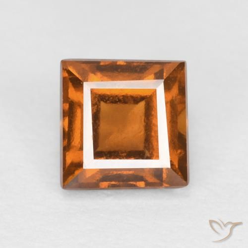 0.86ct Natural Medium Orange Hessonite Garnet, Square, VS