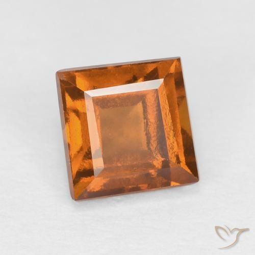 0.86 ct Orange Hessonite Garnet Stone, Natural Hessonite Garnet in Square Facet Shape for Sale