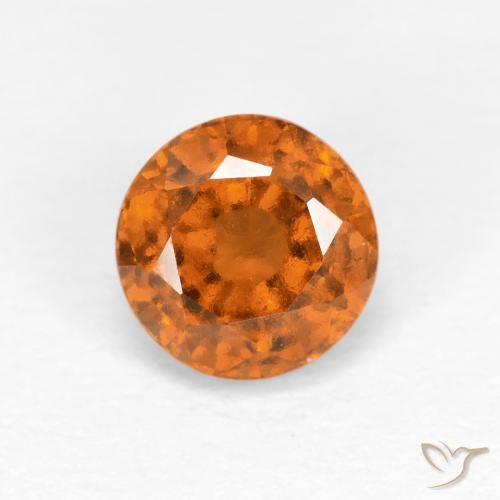 1.05ct Natural Medium Orange Hessonite Garnet, Round, VS