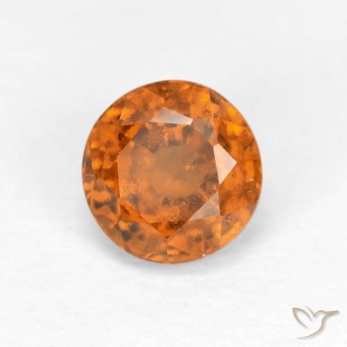 1.05 ct Orange Hessonite Garnet Stone, Natural Hessonite Garnet in Round Facet Shape for Sale
