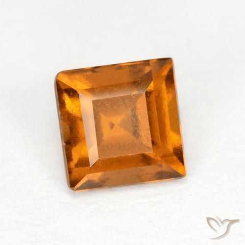 0.88 ct Orange Hessonite Garnet Stone, Natural Hessonite Garnet in Square Facet Shape for Sale