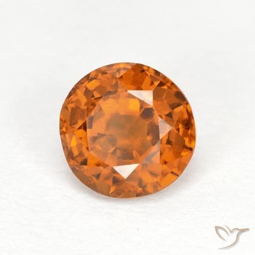 1.06 ct Orange Hessonite Garnet Stone, Natural Hessonite Garnet in Round Facet Shape for Sale