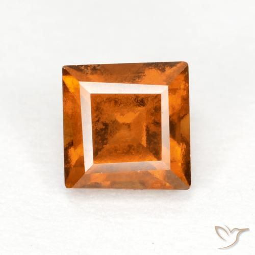 0.90ct Natural Deep Orange Hessonite Garnet, Square, VS
