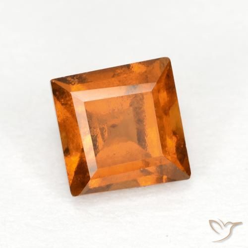 0.90 ct Orange Hessonite Garnet Stone, Natural Hessonite Garnet in Square Facet Shape for Sale
