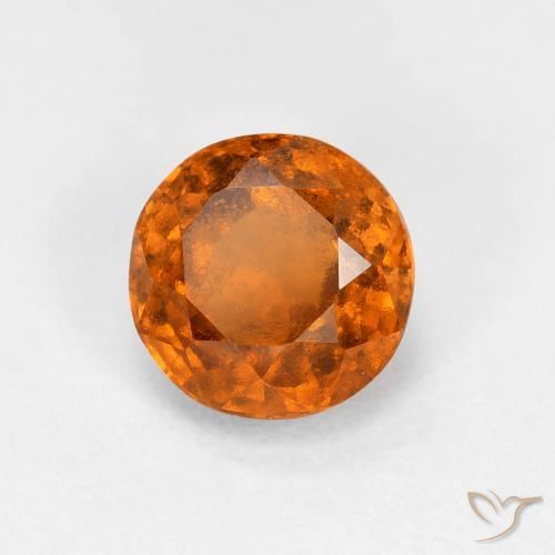 0.92 ct Orange Hessonite Garnet Stone, Natural Hessonite Garnet in Round Facet Shape for Sale