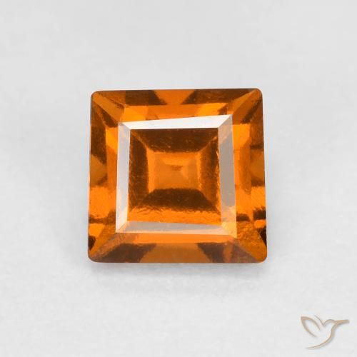 0.97ct Natural Medium-Dark Orange Hessonite Garnet, Square, VS