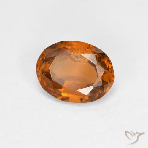0.78 ct Orange Hessonite Garnet Stone, Natural Hessonite Garnet in Oval Facet Shape for Sale