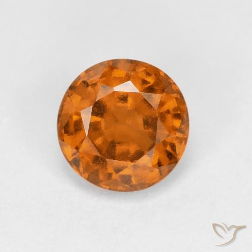 0.94ct Natural Medium Orange Hessonite Garnet, Round, VS