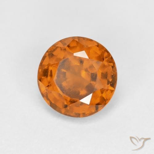 0.94 ct Orange Hessonite Garnet Stone, Natural Hessonite Garnet in Round Facet Shape for Sale