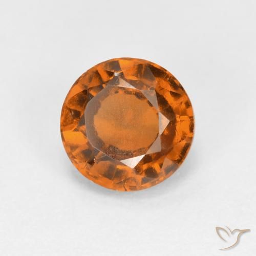 1.18 ct Orange Hessonite Garnet Stone, Natural Hessonite Garnet in Round Facet Shape for Sale
