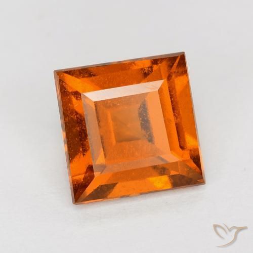 1.70 ct Orange Hessonite Garnet Stone, Natural Hessonite Garnet in Square Facet Shape for Sale