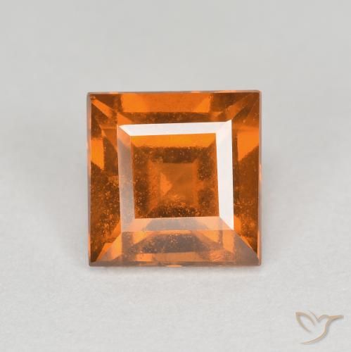 1.18ct Natural Deep Orange Hessonite Garnet, Square, VS