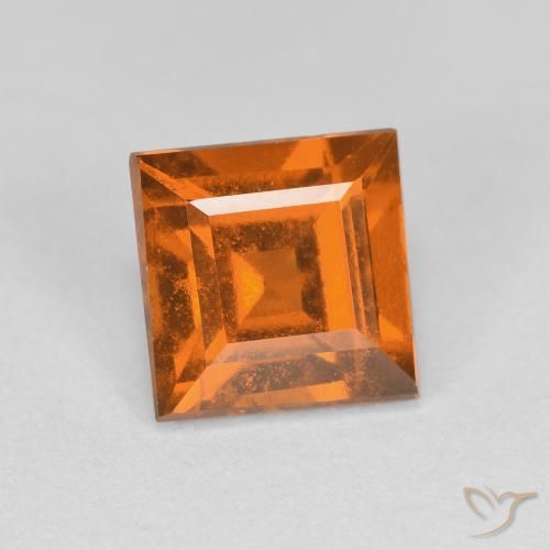 1.18 ct Orange Hessonite Garnet Stone, Natural Hessonite Garnet in Square Facet Shape for Sale