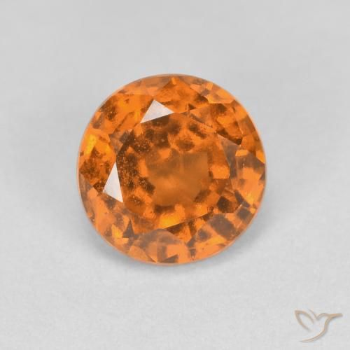 Yellowish Orange Hessonite Garnet Gem - 0.9ct Round Facet (ID: 623115)