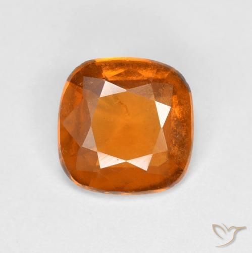 1.31ct Natural Deep Orange Hessonite Garnet, Cushion, VS