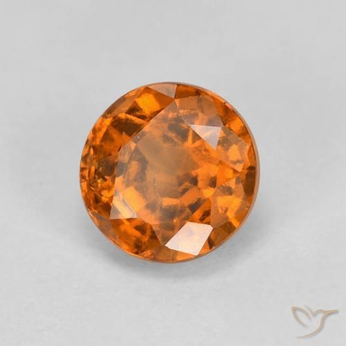 1.02 ct Orange Hessonite Garnet Stone, Natural Hessonite Garnet in Round Facet Shape for Sale