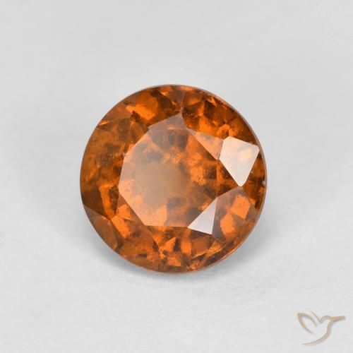 1.03 ct Orange Hessonite Garnet Stone, Natural Hessonite Garnet in Round Facet Shape for Sale