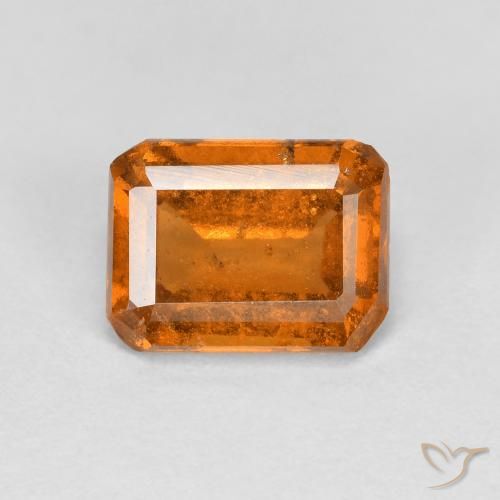 1.74ct Natural Medium Orange Hessonite Garnet, Emerald Cut, VS