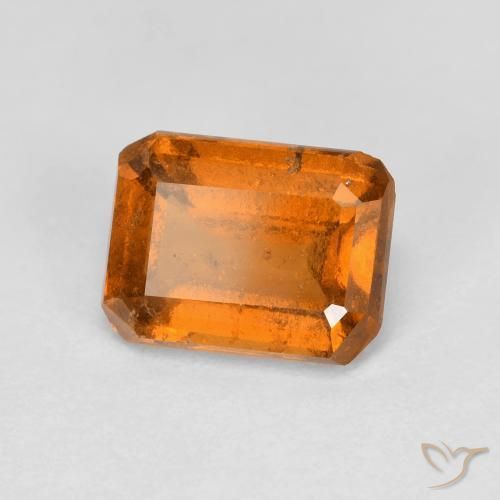 1.74 ct Orange Hessonite Garnet Stone, Natural Hessonite Garnet in Octagon Step Cut Shape for Sale