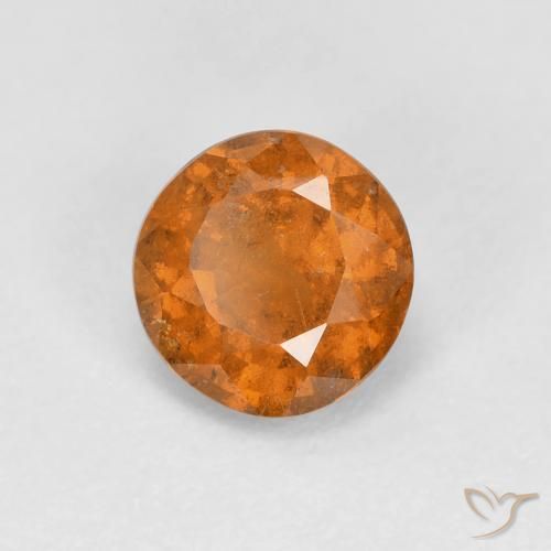 0.93ct Natural Medium Orange Hessonite Garnet, Round, VS