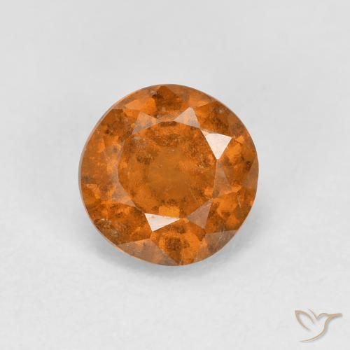 0.93 ct Orange Hessonite Garnet Stone, Natural Hessonite Garnet in Round Facet Shape for Sale