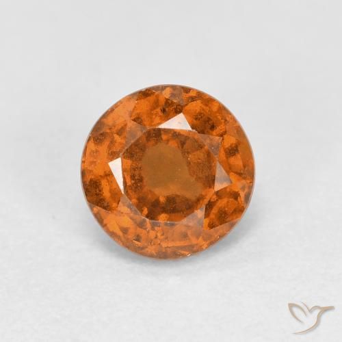 0.92ct Natural Medium-Dark Orange Hessonite Garnet, Round, VS