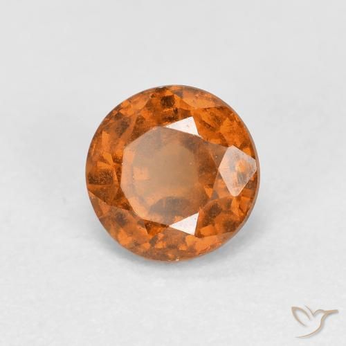 0.92 ct Orange Hessonite Garnet Stone, Natural Hessonite Garnet in Round Facet Shape for Sale